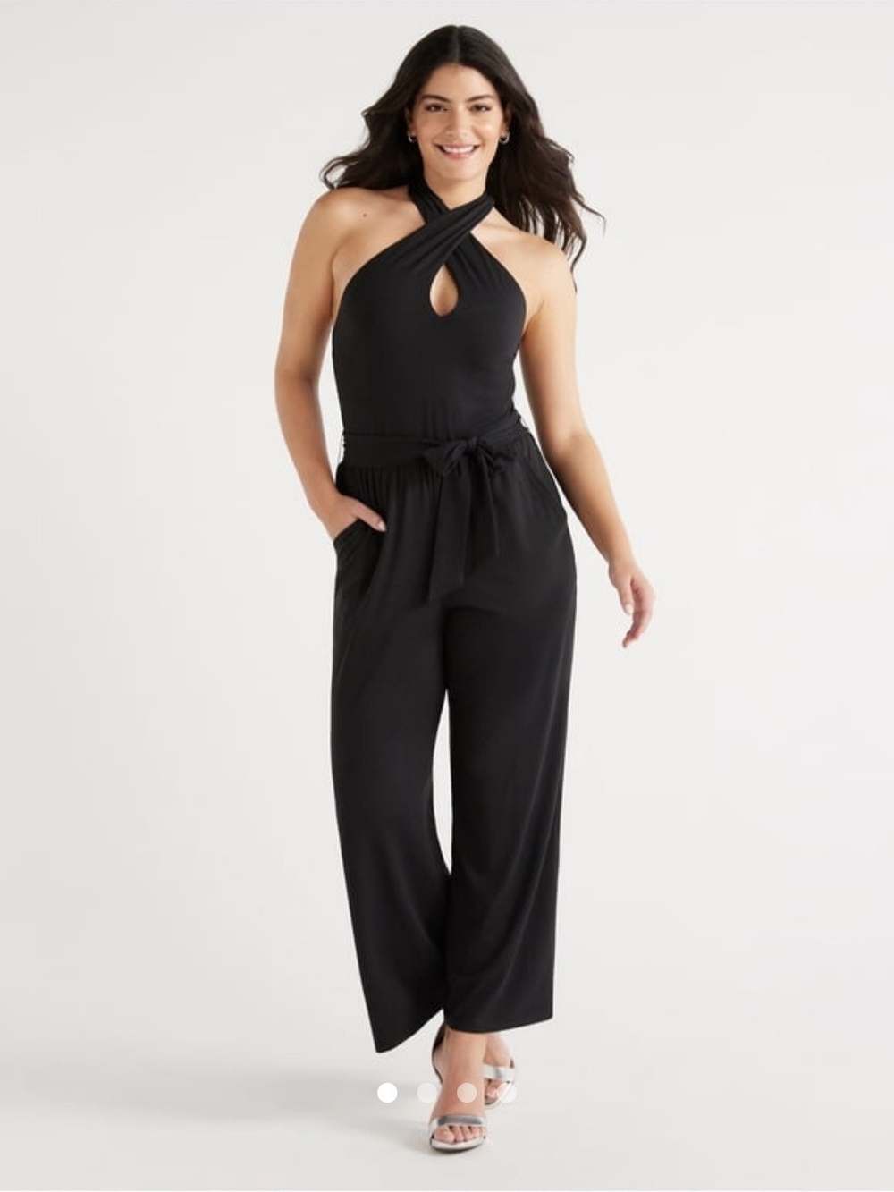 Sofía Black Halter Wide-Leg Jumpsuit